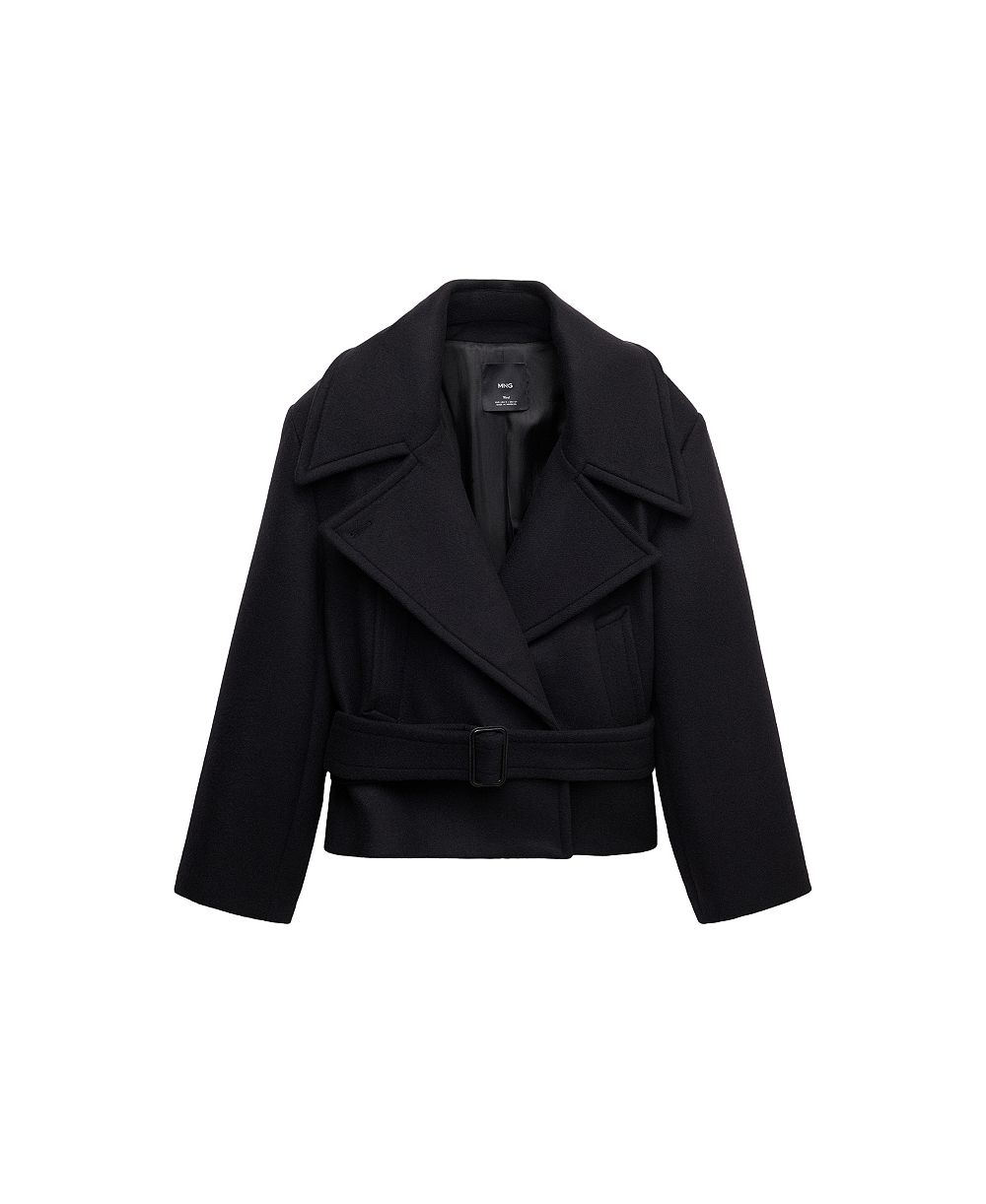MANGO Women's Selection Oversized Wool-Blend Belted Coat