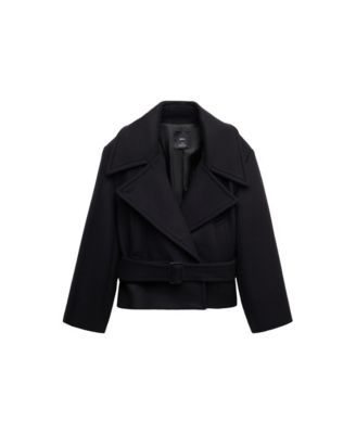 MANGO Women's Selection Oversized Wool-Blend Belted Coat