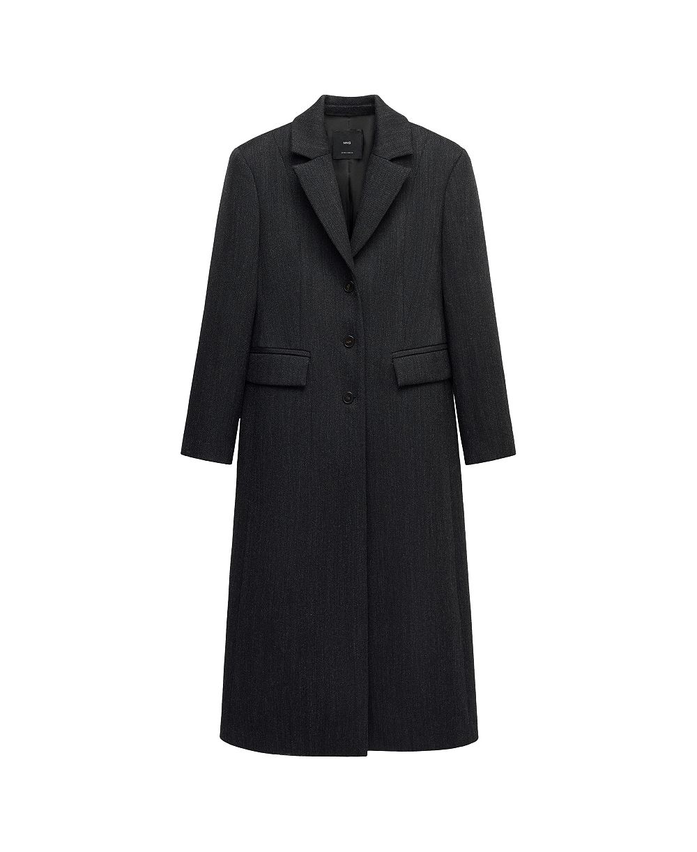 MANGO Women's Selection Tailored Wool-Blend Lapel Collar Coat