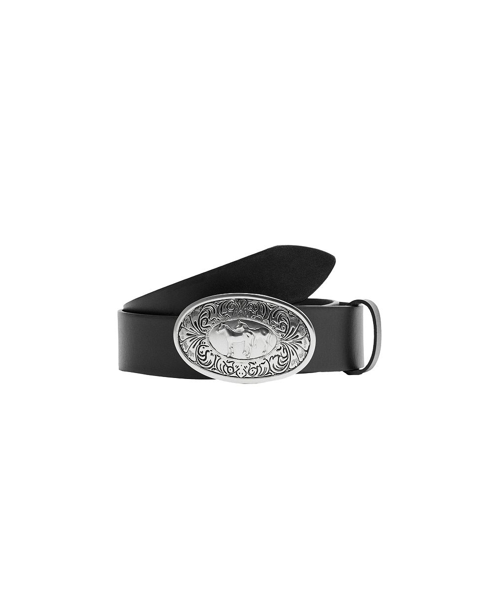 MANGO Women's Selection Engraved Buckle Leather Belt
