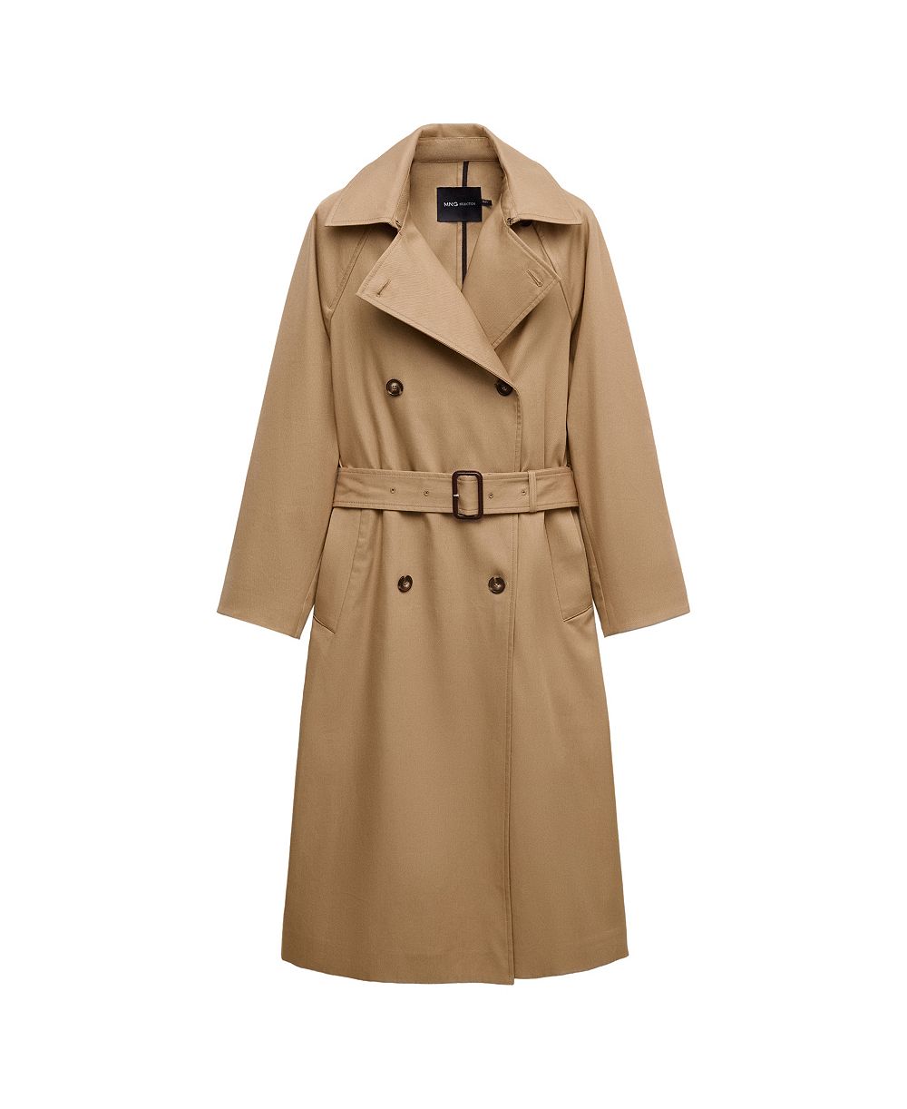 MANGO Women's Selection Long Double-Breasted Trench Coat