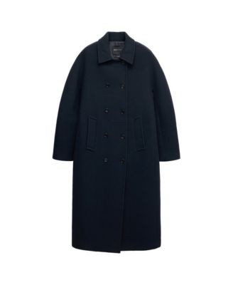 Женское пальто MANGO Selection из шерстяной смеси с двубортным воротником