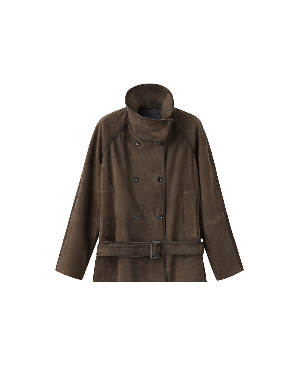 MANGO Women's Selection Oversized Belted Suede Jacket
