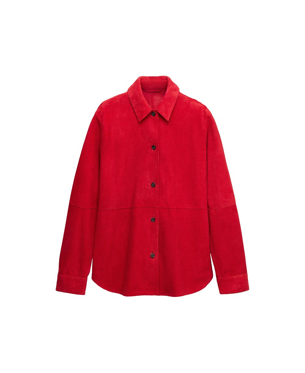 MANGO Women's Selection Oversized Suede Button-Up Shirt