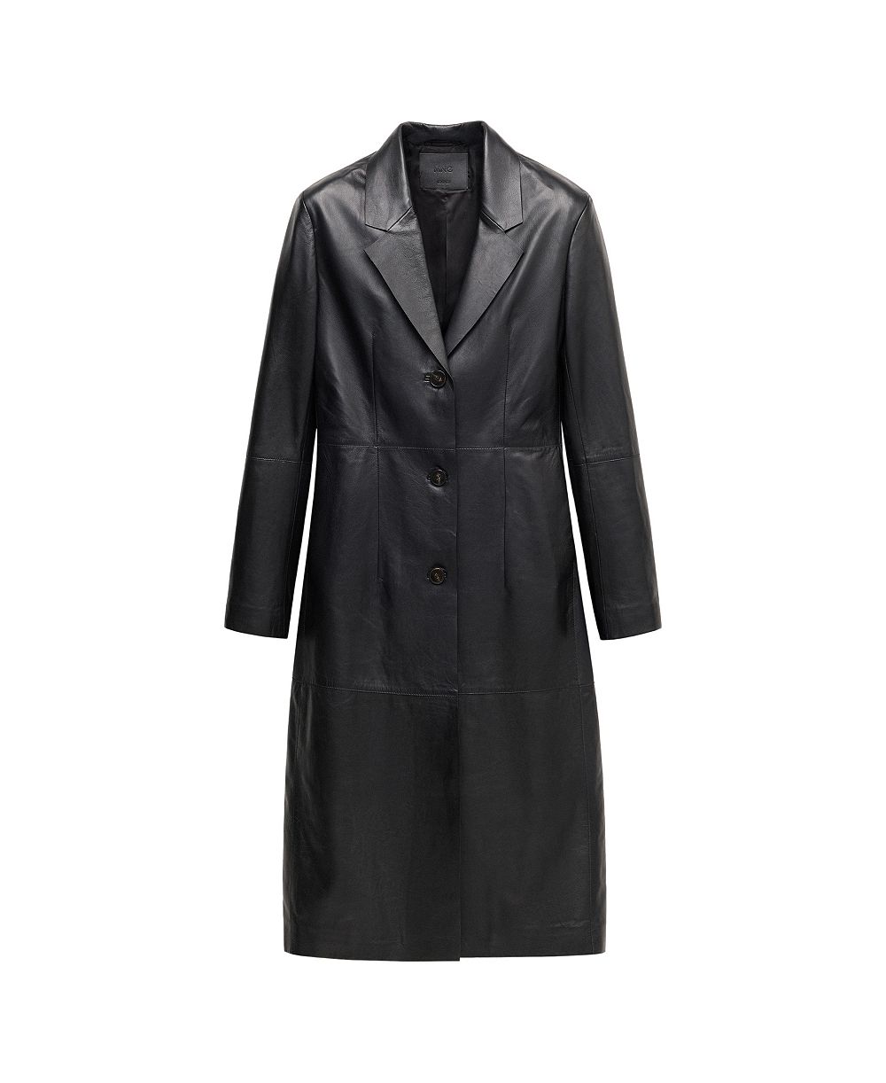 MANGO Women's Selection Leather Lapel-Collar V-Neck Fitted-Waist Coat