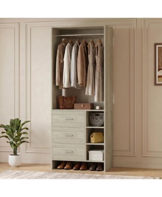 Aheaplus 29.5" Closet Organizer with 3-Drawers, Small Closets Wardrobe for Bedroom
