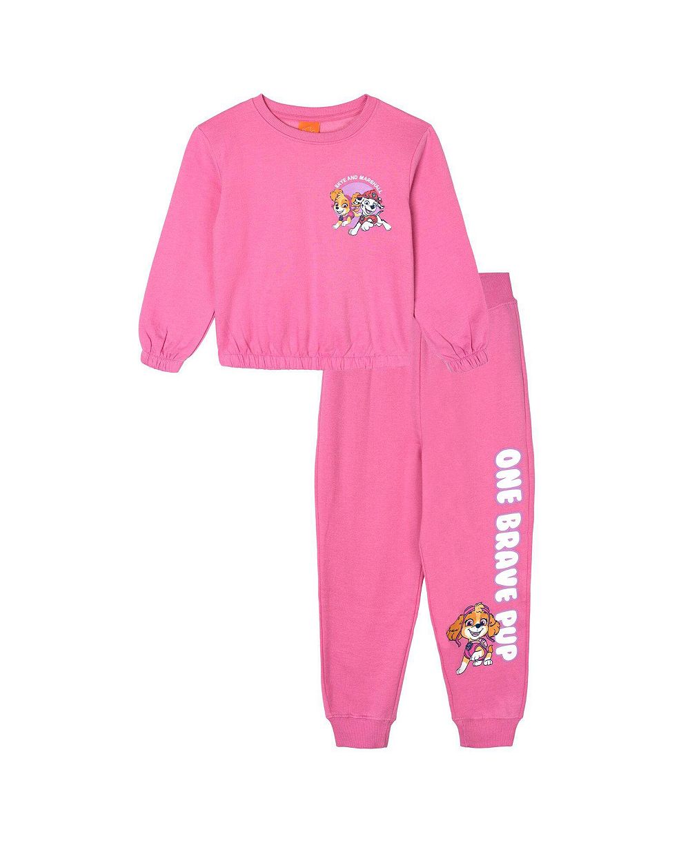 Paw Patrol Girls' 4-16 Long Sleeve Fleece-Blend Sweatshirt and Joggers, 2-Piece Set