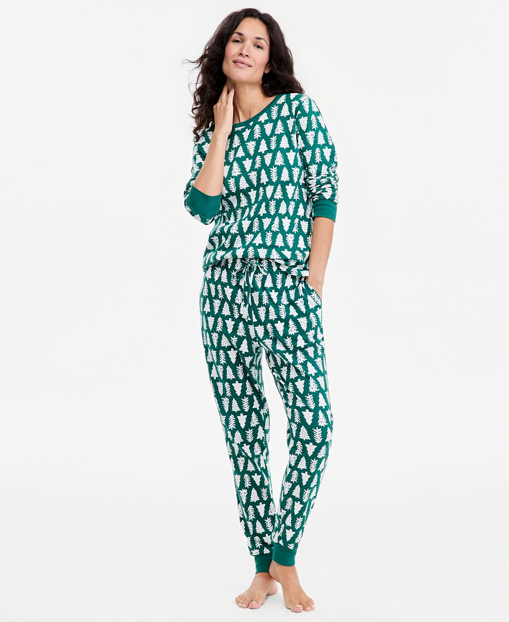 Holiday Lane Women's Tree Geo Pajama Set, Created for Macy's