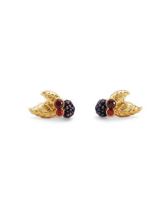 Fable England Orla Blackberry Stud Earrings in Gold