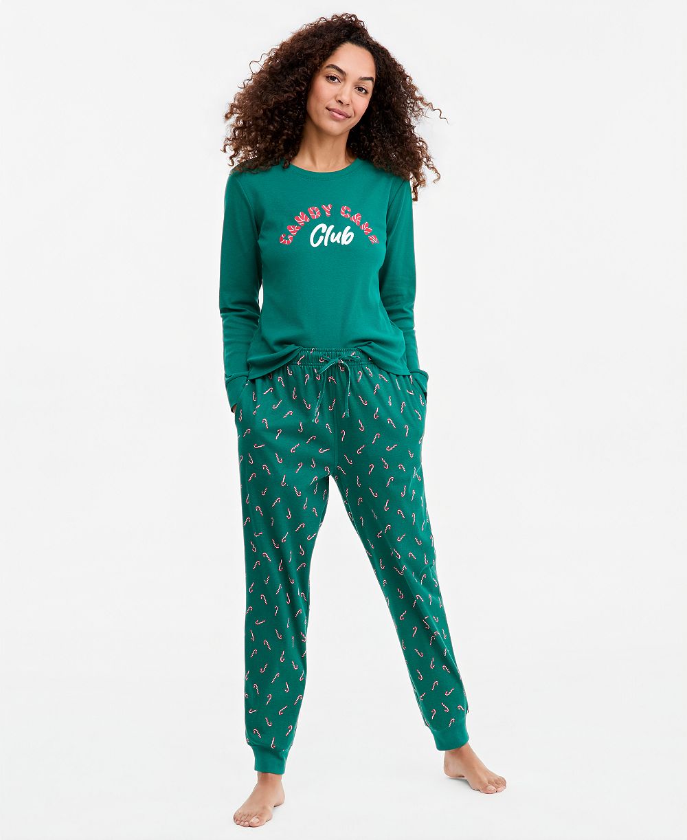 Holiday Lane Women's Candy Canes Pajama Set, Created for Macy's