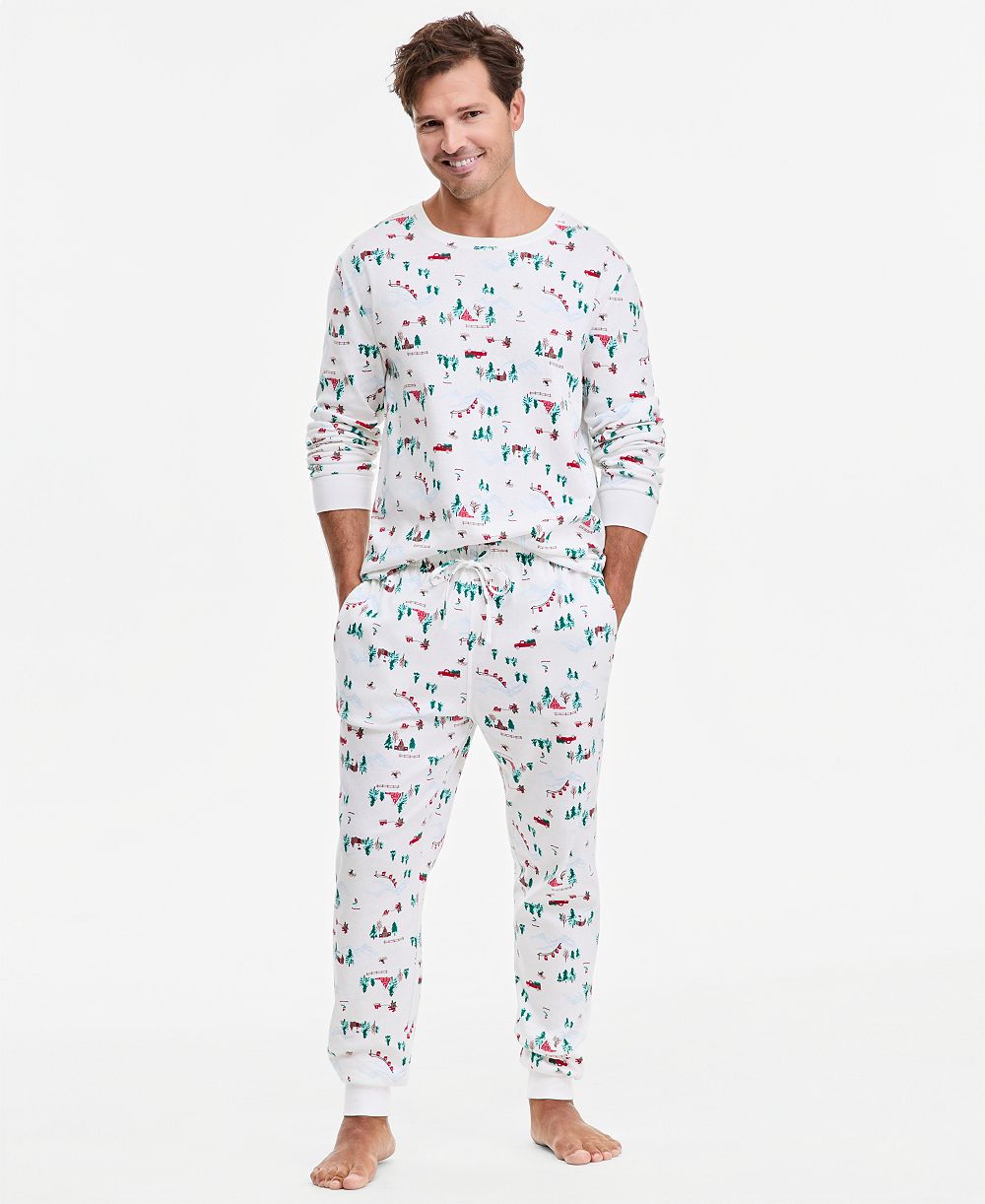 Holiday Lane Men's Holiday Village Pajama Set, Created for Macy's