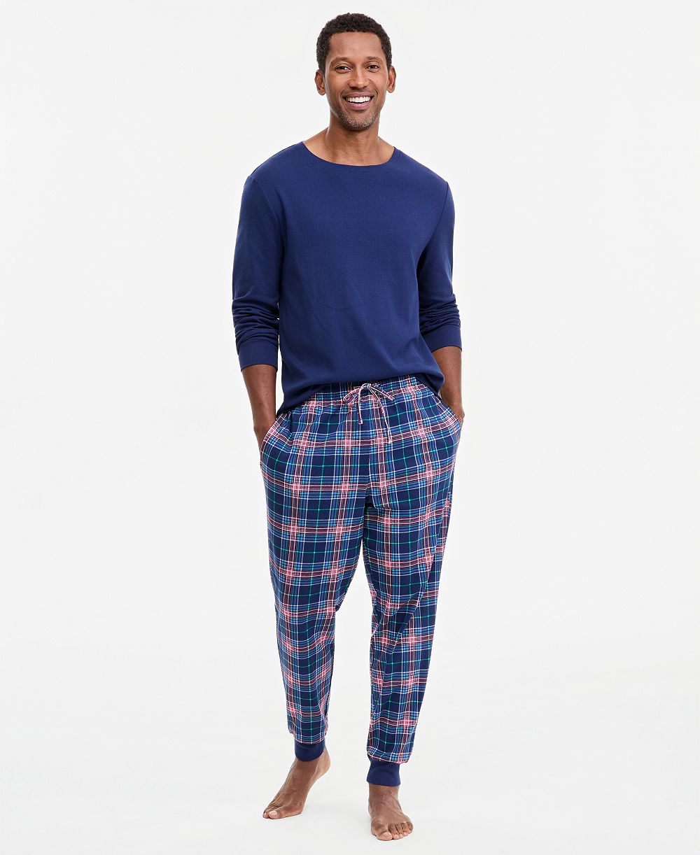 Holiday Lane Men's Jolly Plaid Pajama Set, Created for Macy's