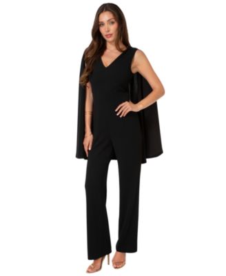 Bebe Women's Cape V-Neck Sleeveless Jumpsuit