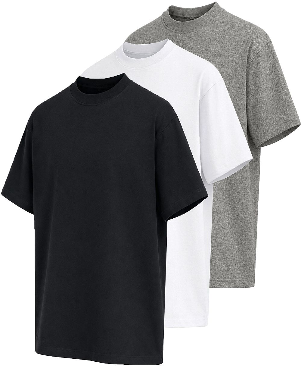 Blu Rock Men's Heavyweight Cotton Drop-Shoulder T-Shirt, 3-Pack