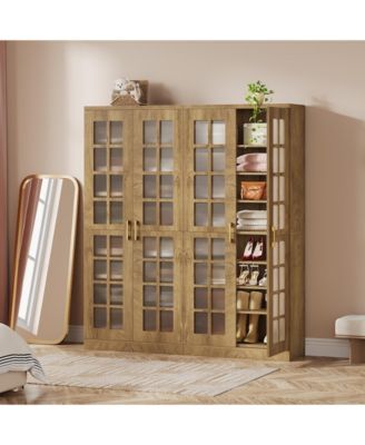 Tribesigns 67'' Shoe Cabinet Set of 2 with Doors and Adjustable Shelves