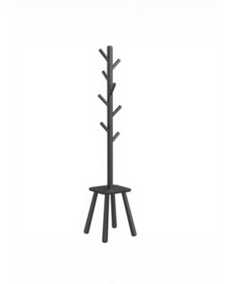 SongmicsHome Freestanding Coat Rack with 8 Hooks and Entryway Storage Shelf 13.2 x 13.2 x 69.2 inches