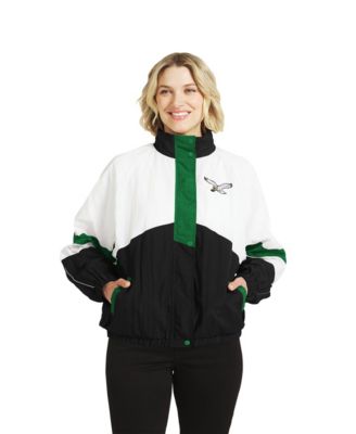 Женская ветровка с капюшоном и полной застежкой Throwback Crinkle Philadelphia Eagles цвета белый/черный от WEAR by Erin Andrews