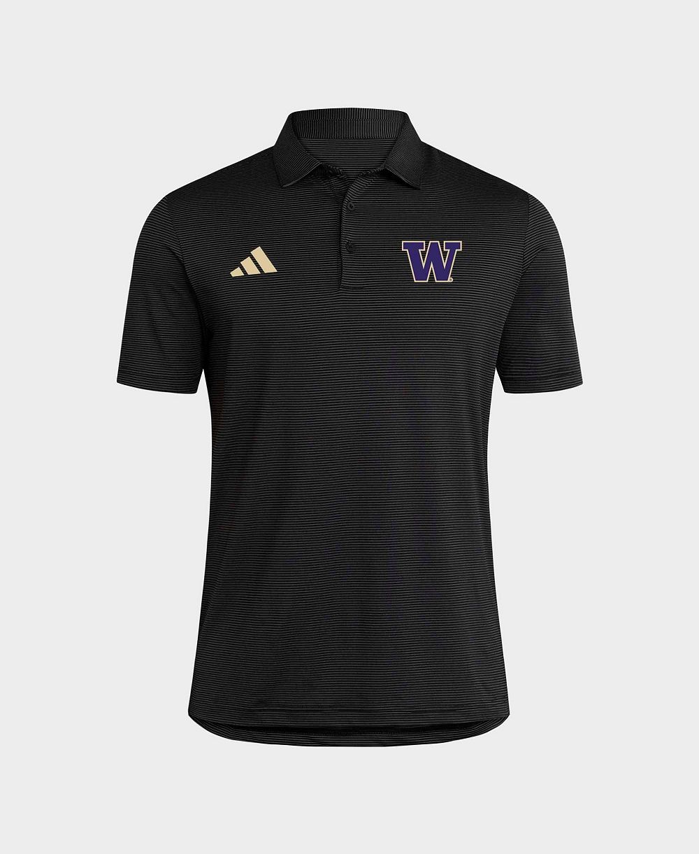 adidas Men's Black Washington Huskies Ultimate 365 Stripe Polo shirt