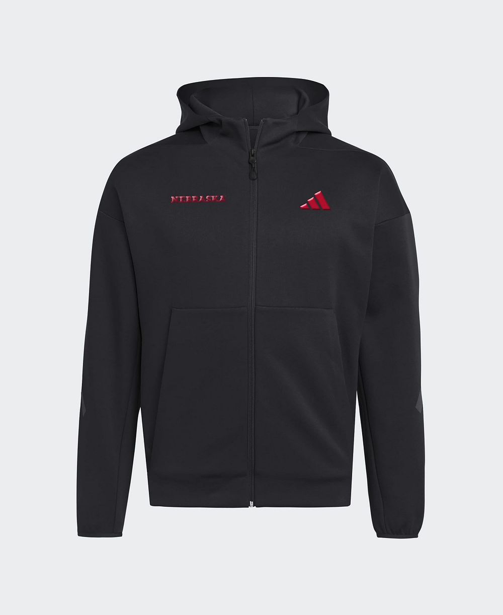 adidas Men's Black Nebraska Huskers Z.N.E Full-Zip Hoodie