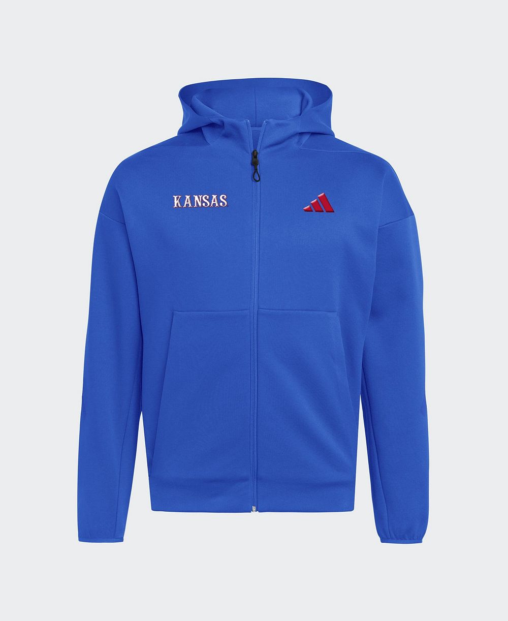 adidas Men's Royal Kansas Jayhawks Z.N.E Full-Zip Hoodie