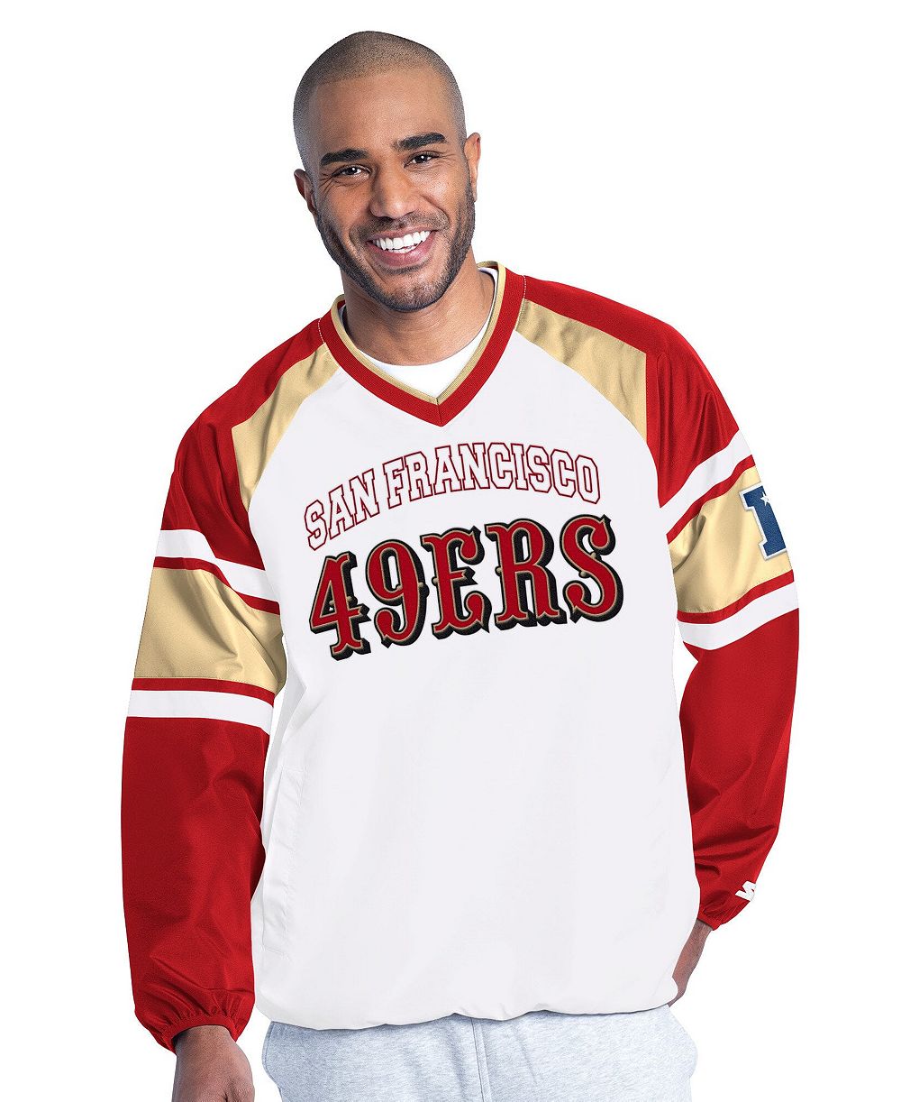 Starter Men's White San Francisco 49ers Infield Play Raglan Pullover Jacket