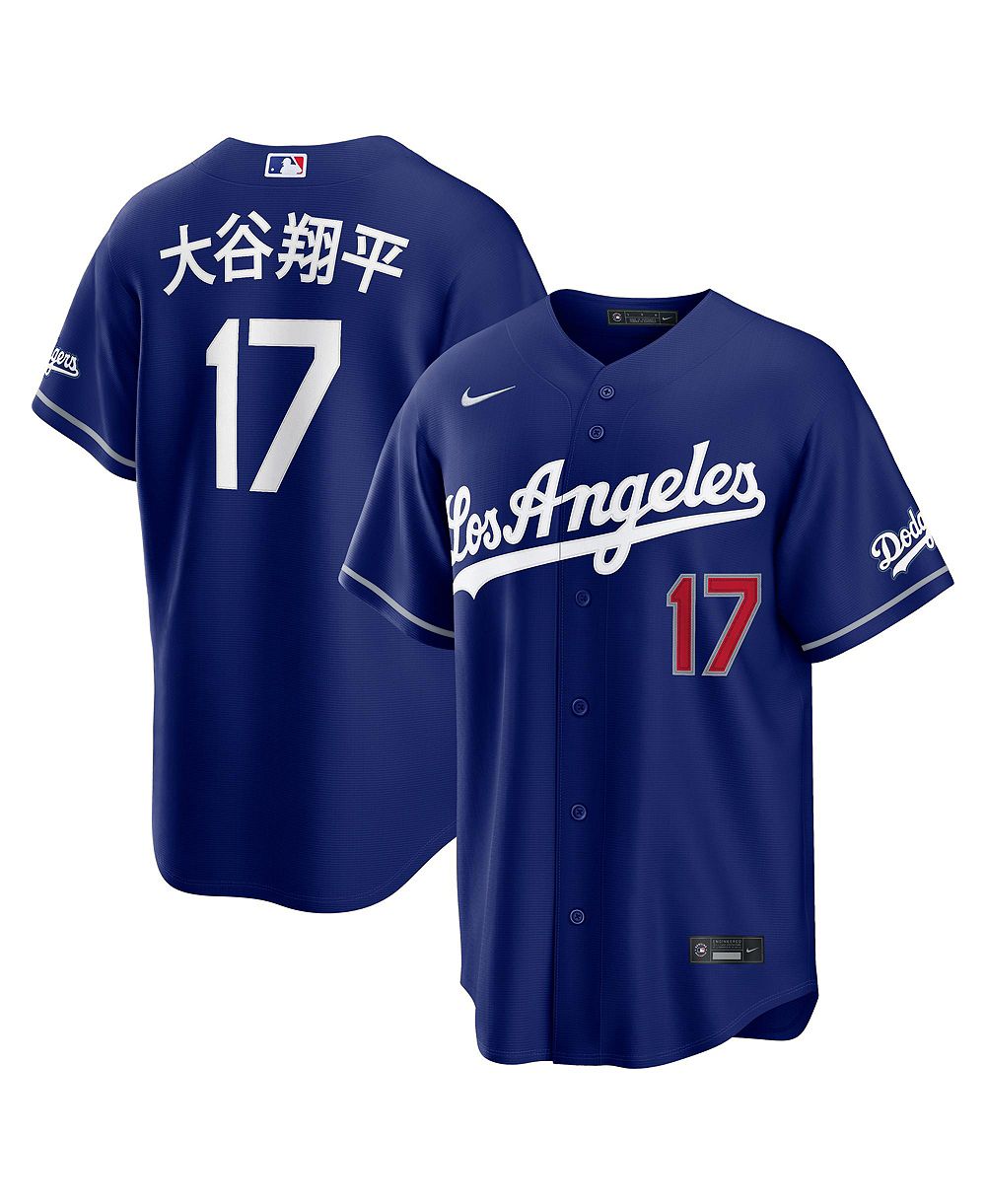 Мужская джерси Nike Shohei Ohtani цвета королевского синего цвета с кандзи и логотипом Los Angeles Dodgers Alternate Stadium