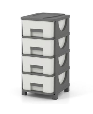 GOUUN 4-Drawer Plastic Storage Organizer Cabinet with Wide Tabletop