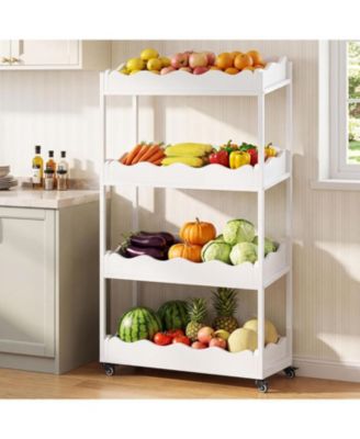 Tribesigns 4-Tier Fruit and Vegetable Storage Rack with Locked Wheels