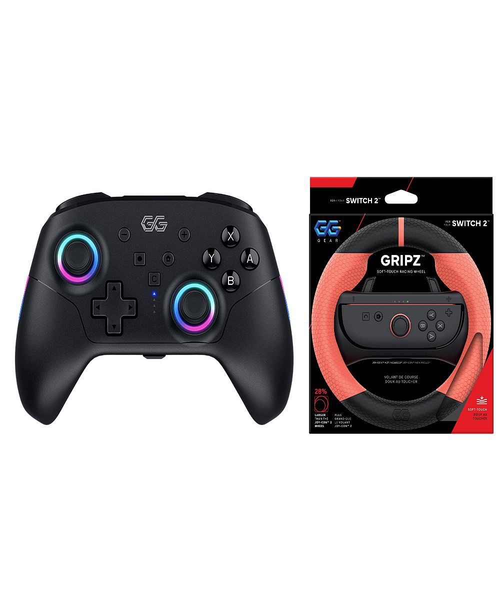 Геймпад GRIPZ с RGB-подсветкой и беспроводным контроллером для Nintendo Switch 2 - красный, комплект с рулем