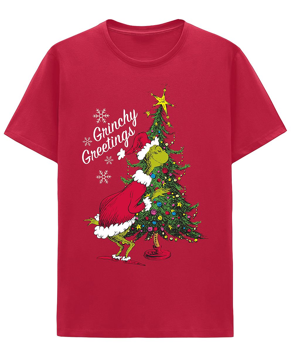 Мужская футболка Hybrid Apparel с графическим принтом Grinchy Greetings и круглым вырезом