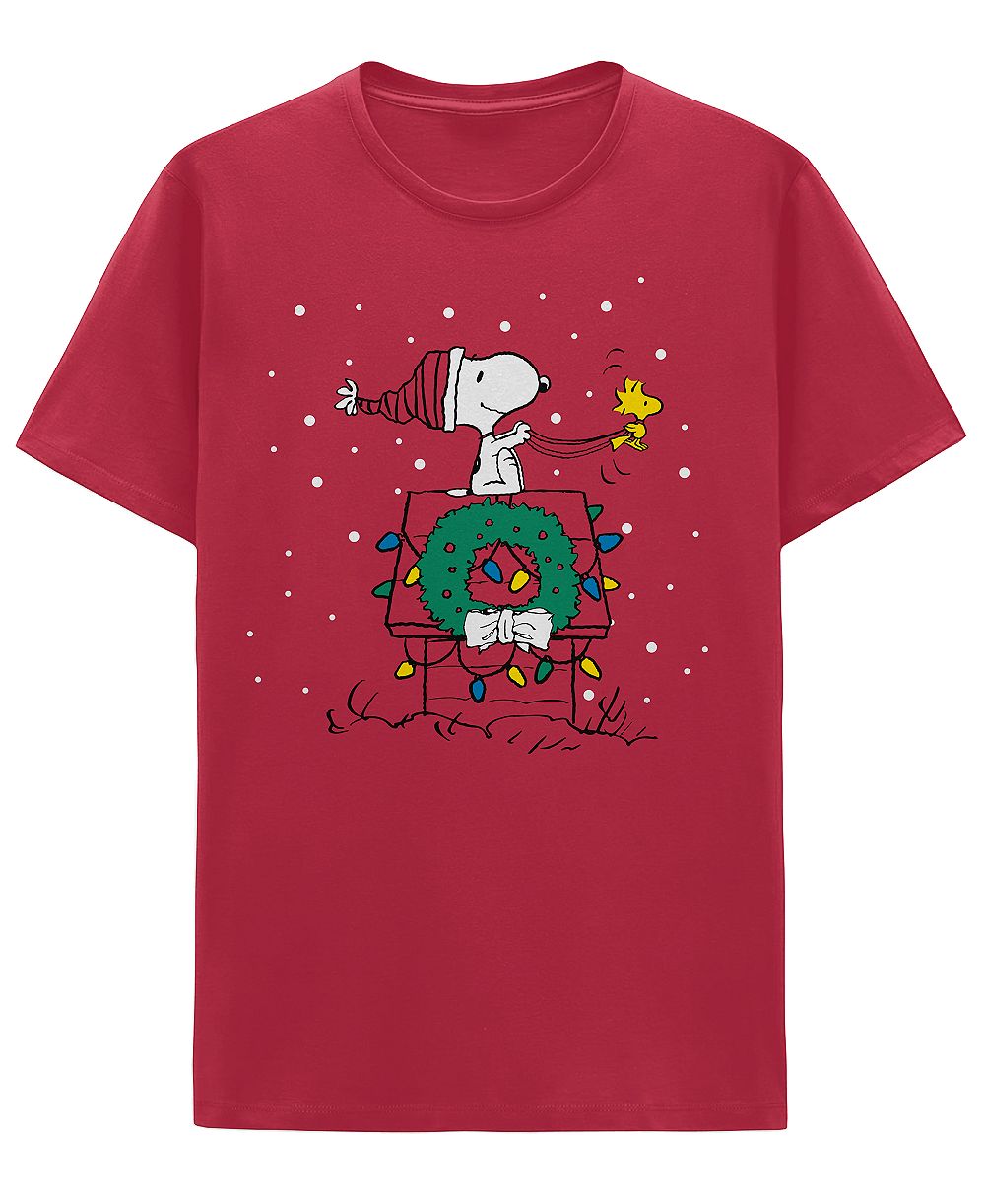 Мужская футболка Hybrid Apparel классического кроя с графическим принтом Snoopy House Sleigh