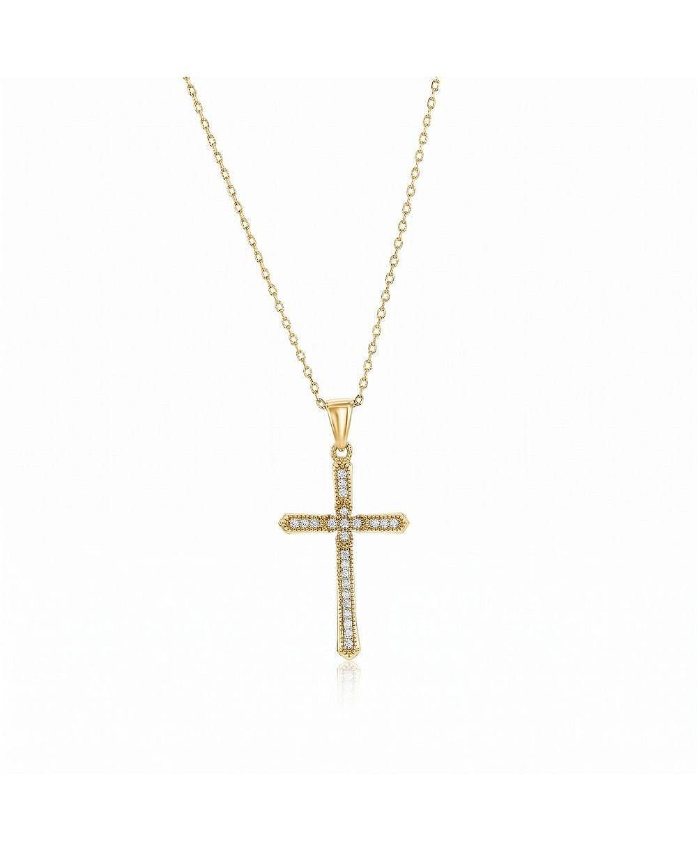 Simona Sterling Silver, Pave CZ Cross Necklace