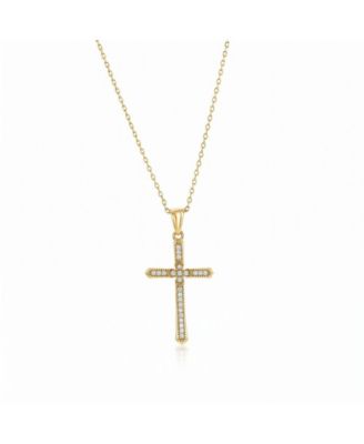 Simona Sterling Silver, Pave CZ Cross Necklace