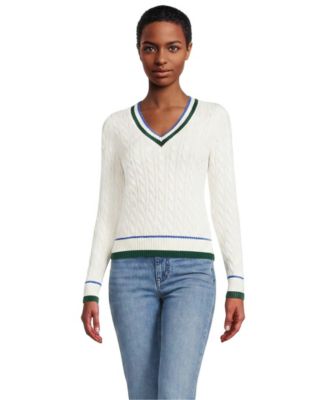 Lands' End Women's Drifter Cable V-neck Sweater