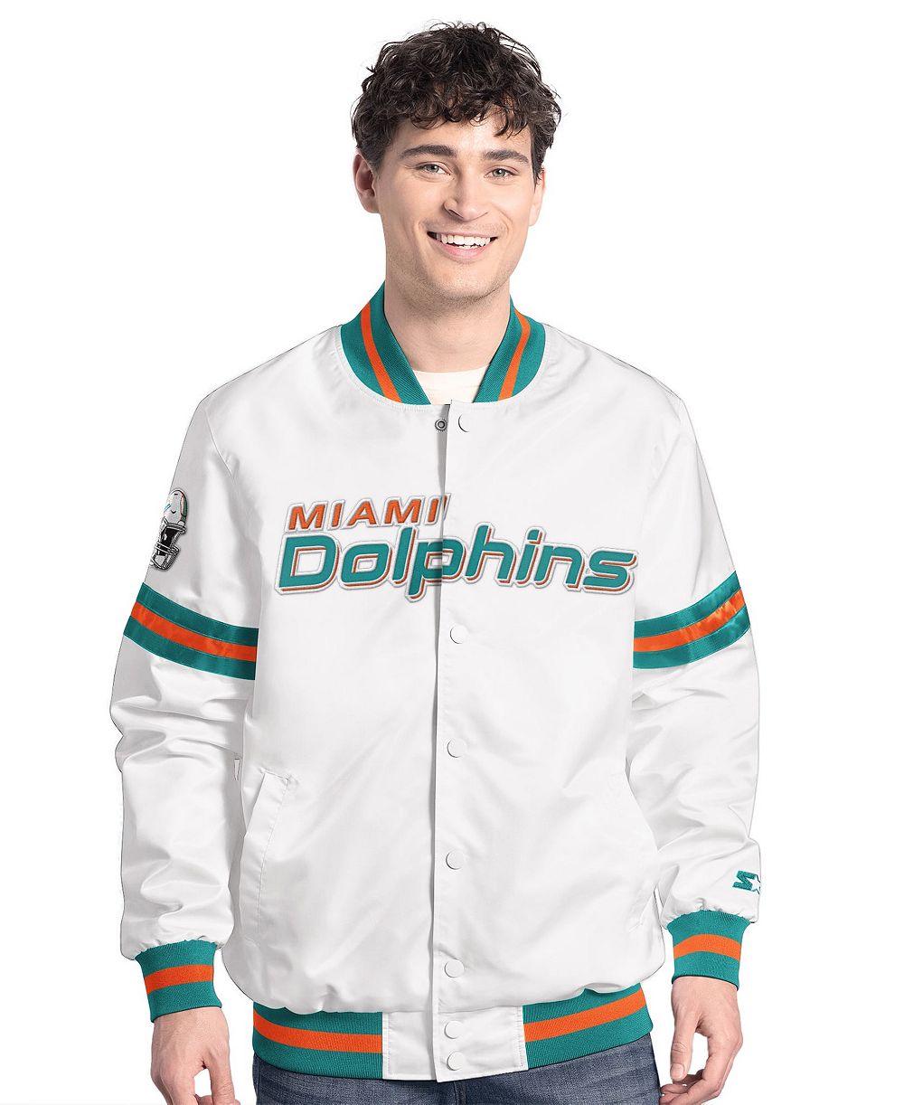 Starter Men's Starter White Miami Dolphins Scout Full-Snap Varsity Jacket