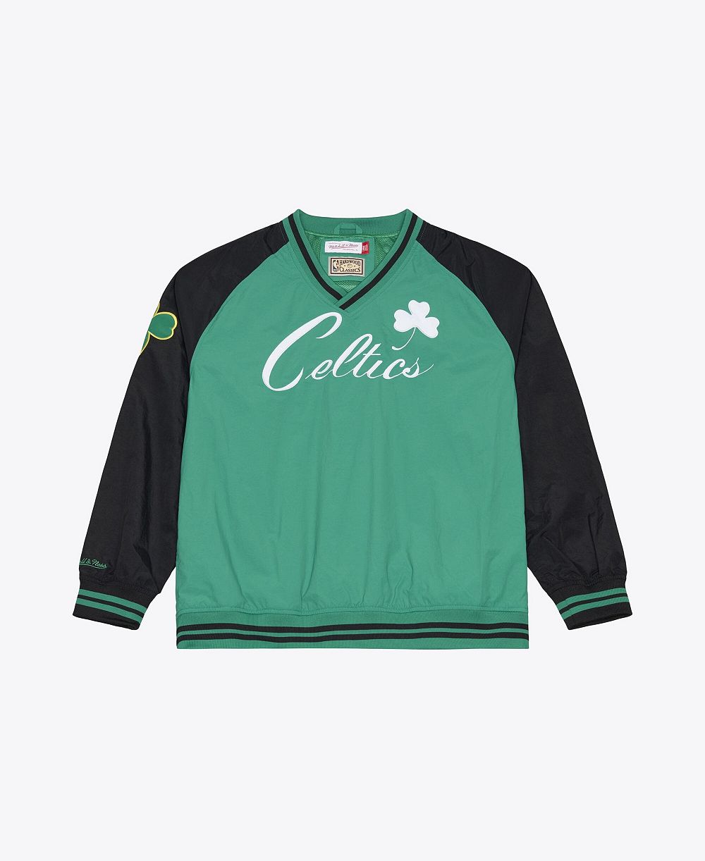 Mitchell & Ness Men's Kelly Green Boston Celtics Classic V-Neck Pullover Jacket