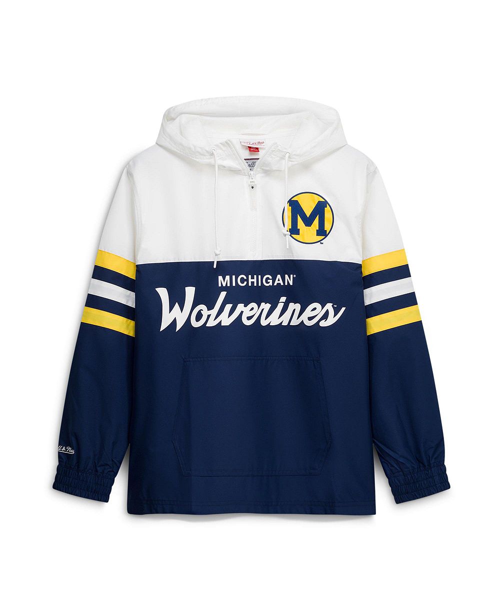 Мужской легкий анорак Mitchell & Ness с половинной молнией для главного тренера команды Michigan Wolverines