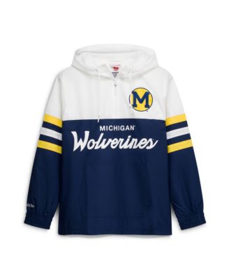 Мужской легкий анорак Mitchell & Ness с половинной молнией для главного тренера команды Michigan Wolverines