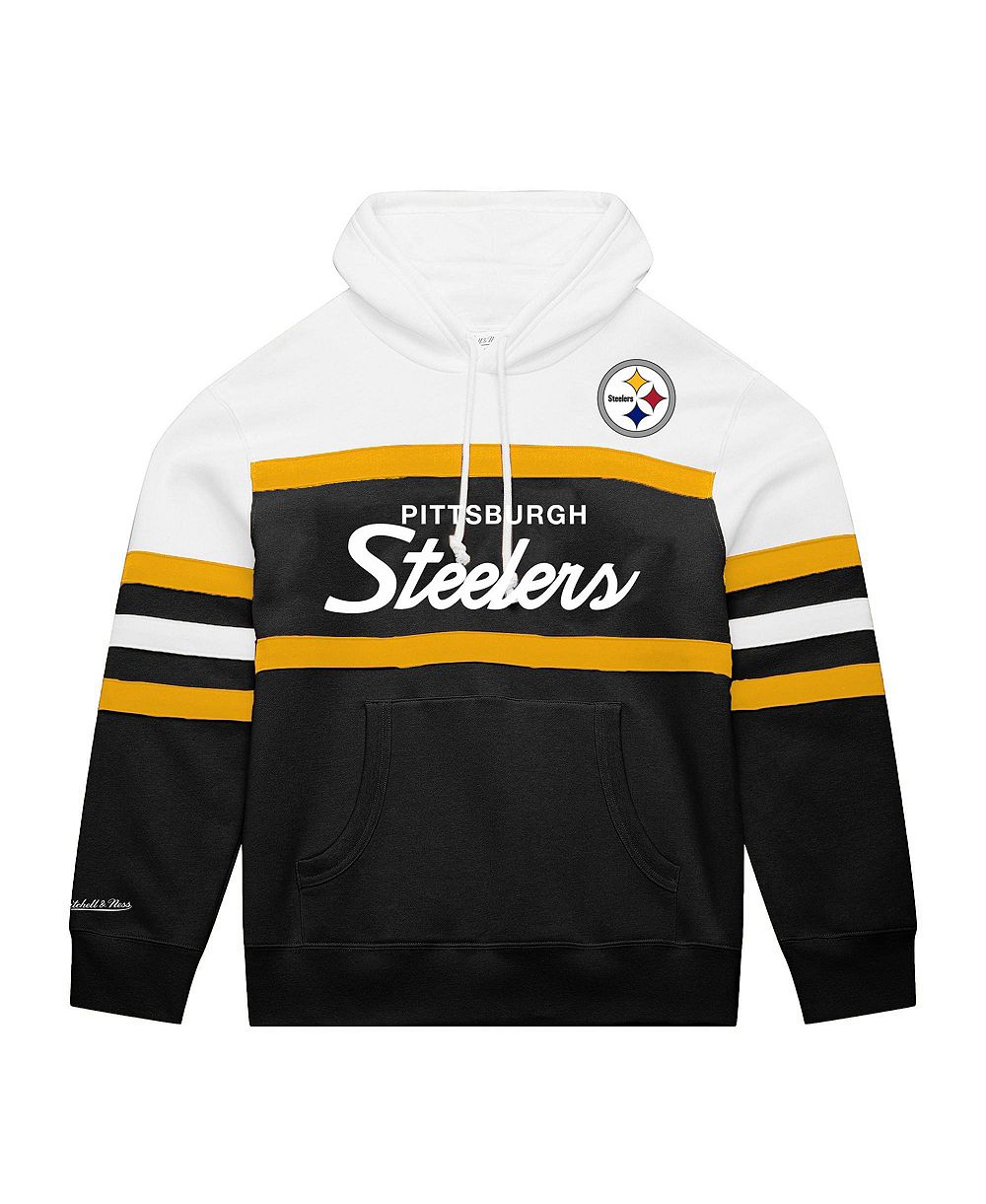 Мужской худи Mitchell & Ness White/Black Pittsburgh Steelers Big & Tall Head Coach белого/черного цвета большого размера