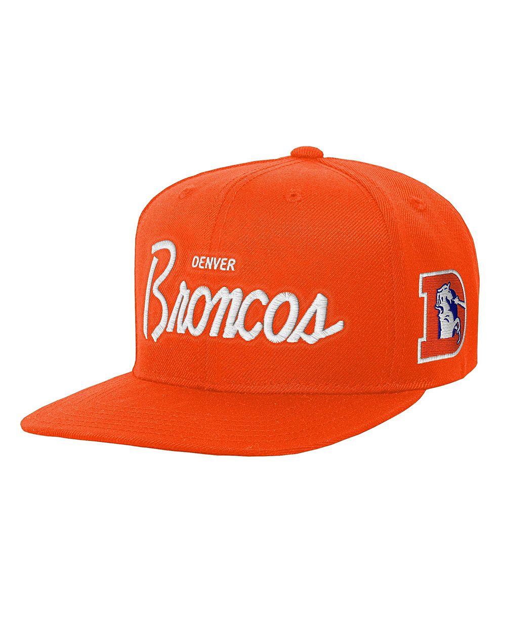 Мужская бейсболка Mitchell & Ness оранжевого цвета с плоским козырьком Head Coach Flat Brim Snapback Denver Broncos для мальчиков и девочек