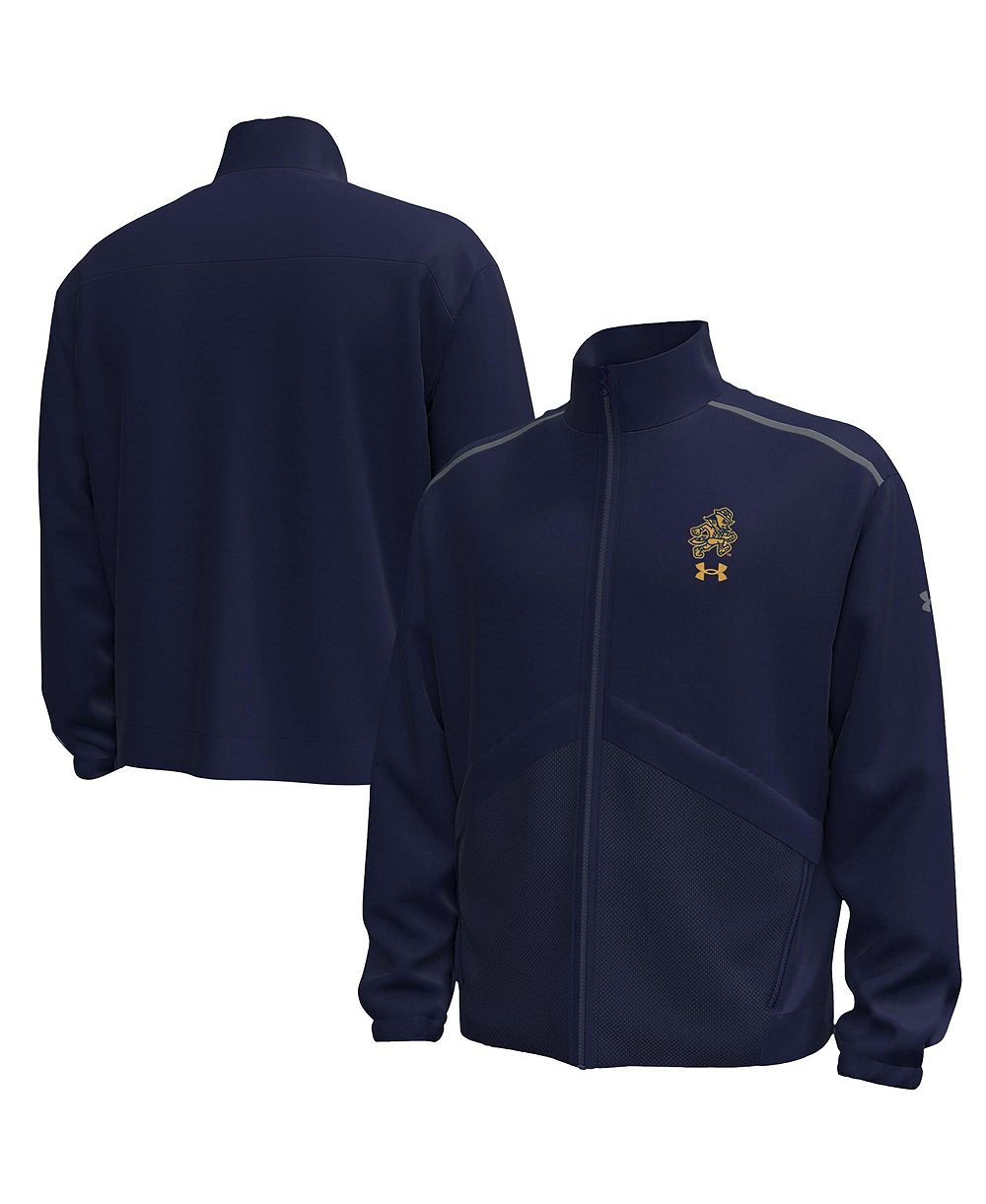 Under Armour Men's 1 Navy Notre Dame Fighting Irish Wear Green Unstoppable Woven Full-Zip Jacket