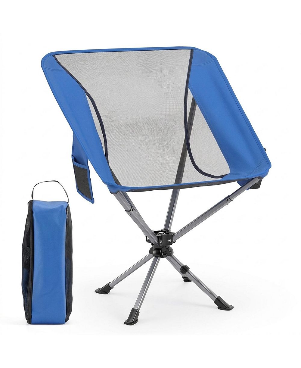 GOUUN 360-Degree Swivel Folding Camping Chair with Cup Holder and Carry Bag