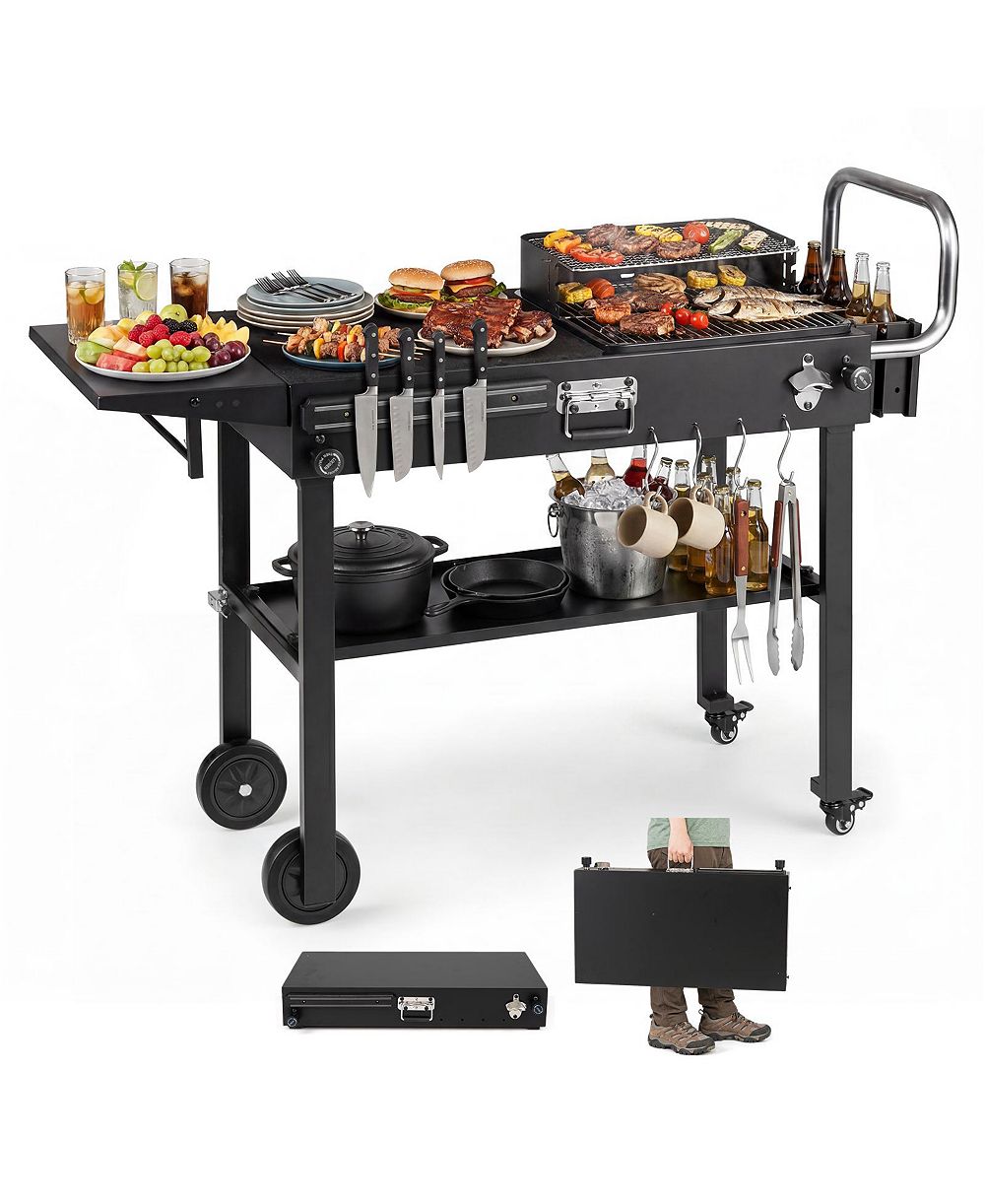 Уличная тележка для гриля Costway Outdoor Grill Cart for Blackstone Griddle with 31" x 17" Tabletop, Side Tray