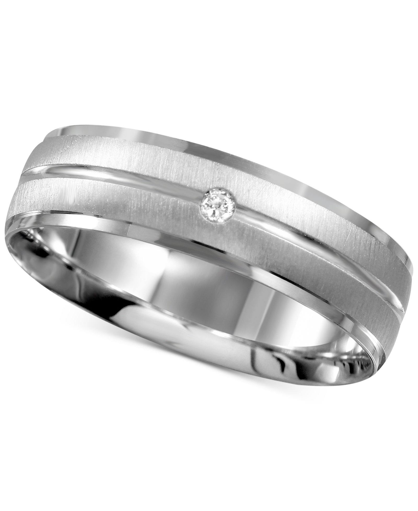 Men's Diamond Accent Band in 14k White Gold