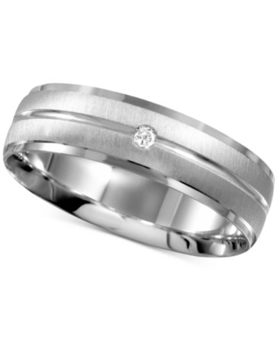 Men's Diamond Accent Band in 14k White Gold