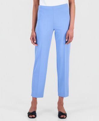 Anne Klein Women's Stretch Crepe Pull-On Hollywood Waist Straight Ankle Pants, Regular & Petite