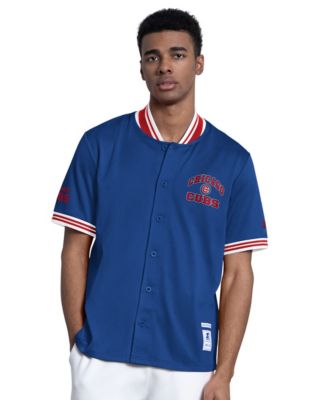 Starter Men's Royal Chicago Cubs Button-Up Short Sleeve Jacket