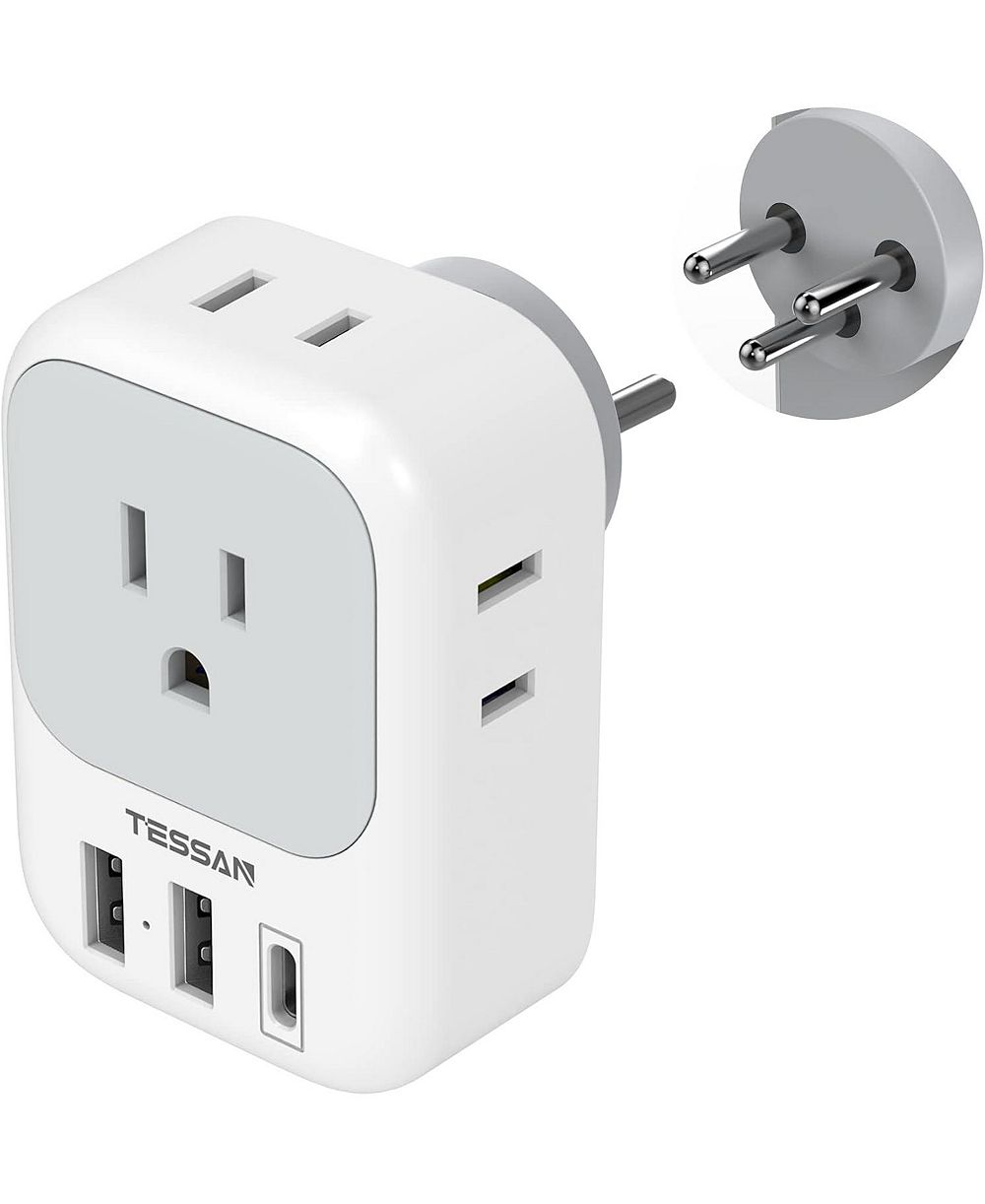 TESSAN дорожный адаптер с 4 розетками переменного тока типа H и USB-портами