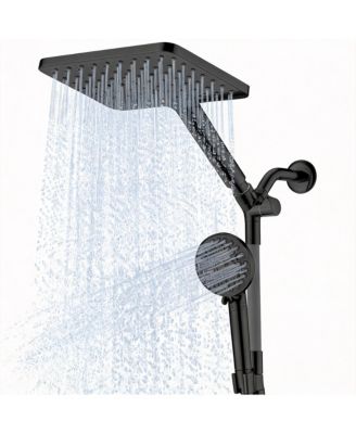 CYQBD 10" 2-in-1 Dual Filtered Rain Shower Head Handheld Adjustable Bar Hard Water Chlorine Remover