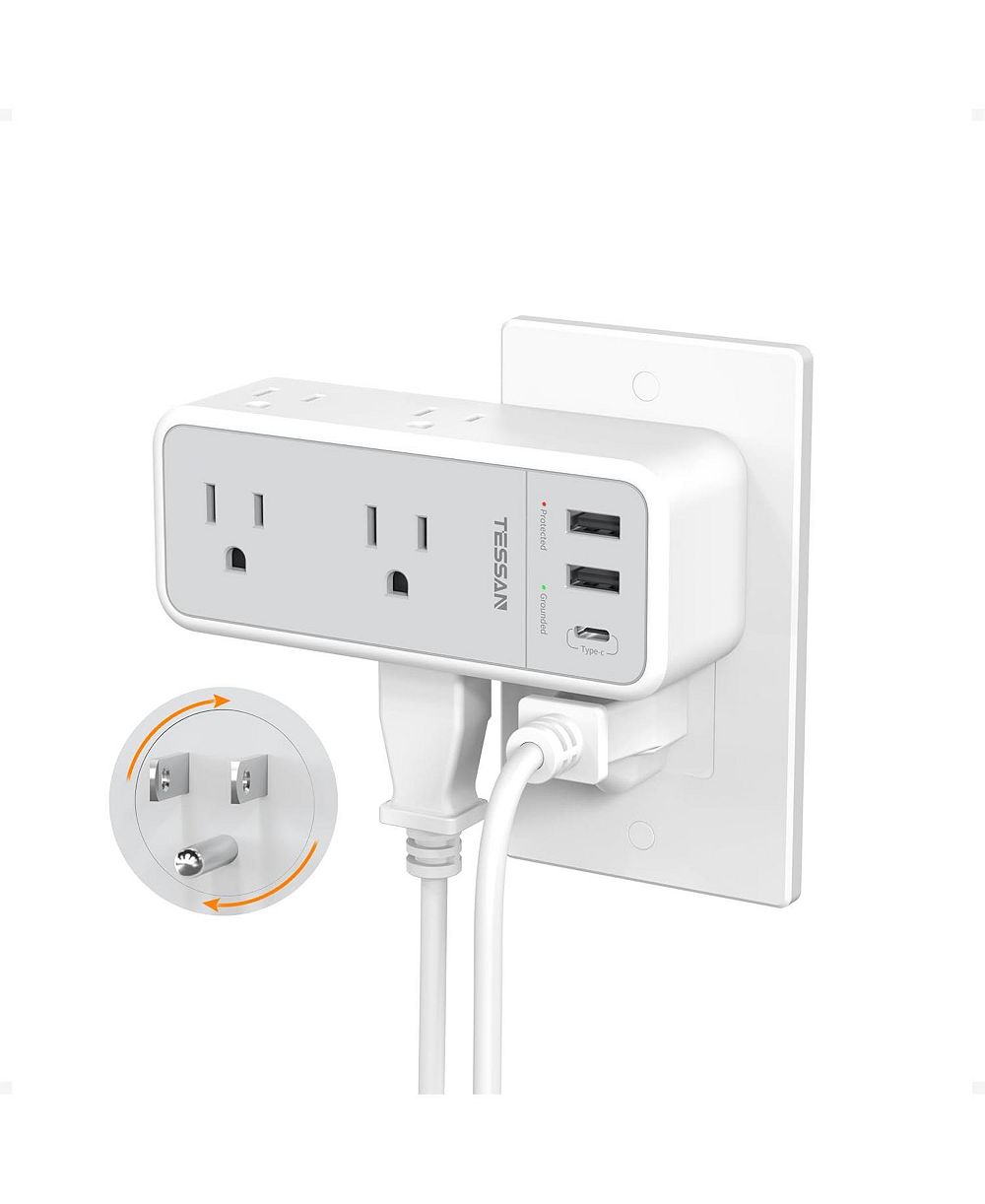 Разветвитель розеток TESSAN с 6 сетевыми выходами и 3 портами USB